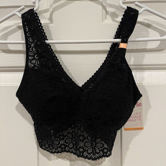 SO Junior Lace Plunge Bralette Black SO51-030 XS NWT - Picture 2 of 6
